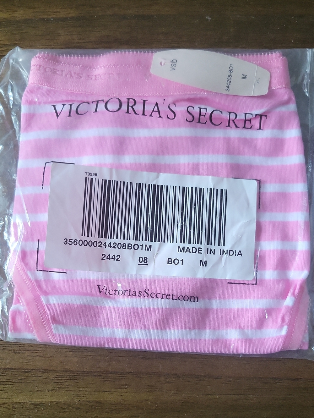 Victoria's Secret Pink & White Striped Bikini Brief